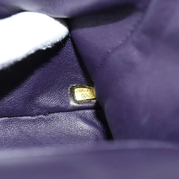 CHANEL Matelasse 2.55 Double Flap Chain Bag Cotton Purple CC Auth 127929M - Picture 12 of 15